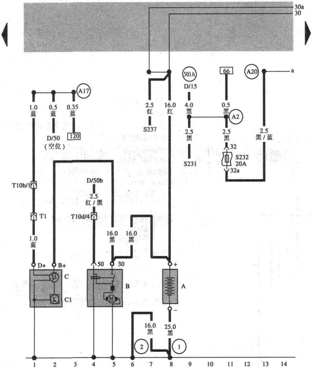 蓄电池、启动机、发电机(1～14)